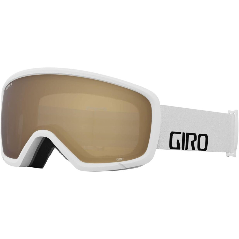 Giro Stomp Kids Ski Goggles - Snowboard Goggles For Youth Boys & Girls - Wordmark Strap With Rose Lens White/Amber