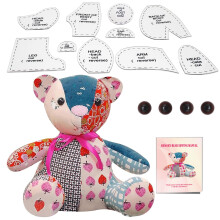 15in/Sitting Height 9in Fosdonge Acrylic Memory Bear Template Ruler Set with Detailed Instructions Sewing Patterns for Beginners Teddy Bear Quilting