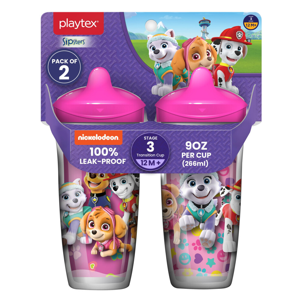 Playtex Baby Sipsters   tape 3 Gobelets anti-fuites isol  s Pat'Patrouille - Rose 255 ml (2 unit  s)