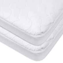 American Baby Company 2 Pack Waterproof Fitted Crib & Toddler Mattress Protector, Quilted, White, 52''