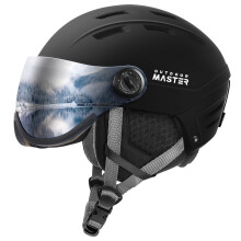 Casco da snowboard OutdoorMaster con occhiali da sci, casco da sci e visiera 2 in 1, occhiali staccabili, schiuma EPS protettiva e 14 prese d'ari
