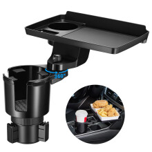 This Hill Cup Holder Tray for Car 2 in 1 Detachable Car Food Table Tray with Solid Base & Phone Slot Car Cup Holder Expander with 360Rotation Tray f