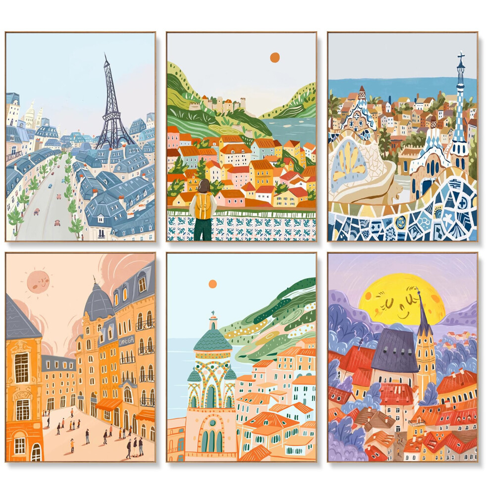 Offito Lot de 6 kits de peinture par num   ros pour adultes d   butants - 10 x 14 pouces Kits de peinture par num   ros pour adultes sur toile Paysage