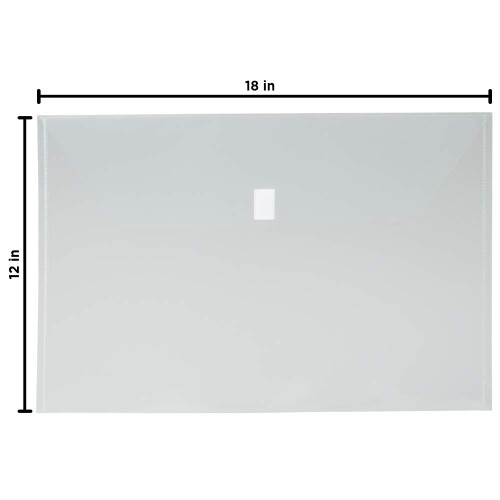 JAM PAPER Plastic Envelopes with Hook & Loop Closure - Jumbo Booklet - 12 x 18 - Clear - 12/Pack 2