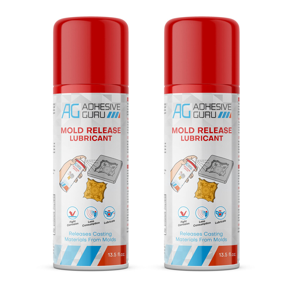 Spray de démoulage en silicone Adhesive Guru pour résine époxy (2 x 13,5 oz liq.), agent de démoulage en aérosol et lubrifiant silicone (lot de 2