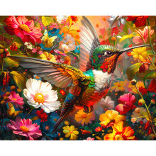 Puzzle Springbok Hummingbird Dream, 1000 dielikov pre dospel ch s mot vom pestrofarebn ho kolibr ka a kvetov