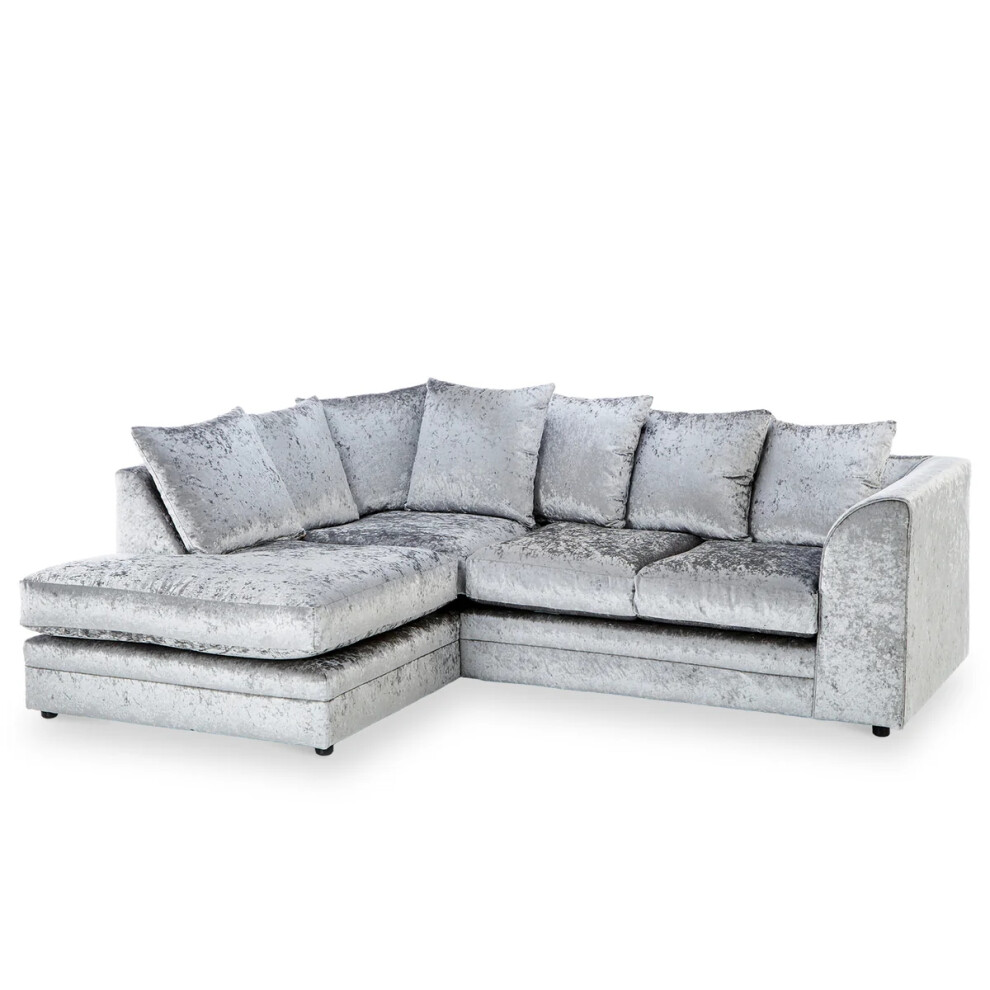 Snugg Furniture (Left Hand Corner, ) Aurora Crushed Velvet Corner Sofa Silver