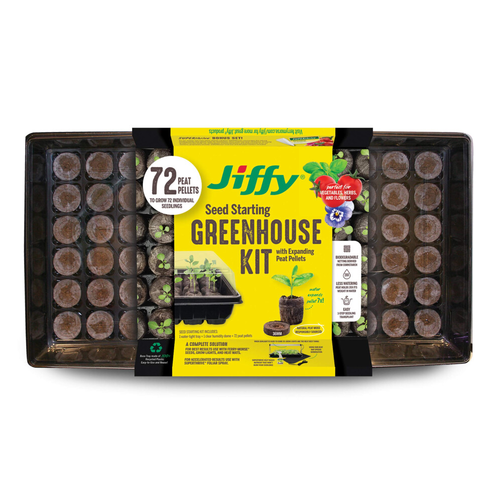 Kit de plateau de semis pour serre de 72 marqueurs de plantes     granul   s (1 kit de semis Jiffy)