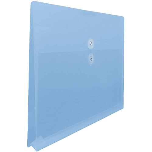 JAM PAPER Plastic Envelopes with Button & String Tie Closure - Large Booklet - 12 x 18 - Blue - 12/Pack 2