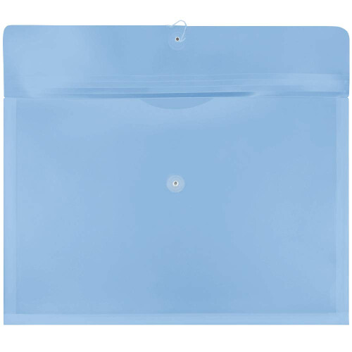 JAM PAPER Plastic Envelopes with Button & String Tie Closure - Large Booklet - 12 x 18 - Blue - 12/Pack 1