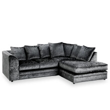 (Right Hand Corner, Black) Aurora Crushed Velvet Corner Sofa