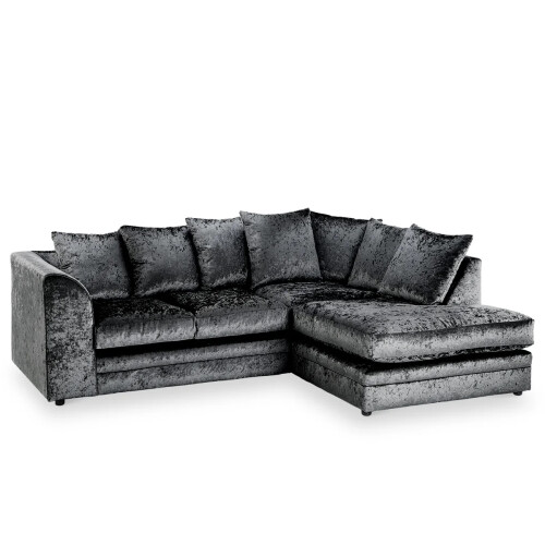 Snugg Furniture (Right Hand Corner, Black) Aurora Crushed Velvet Corner Sofa