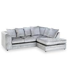 (Right Hand Corner, Silver) Aurora Crushed Velvet Corner Sofa