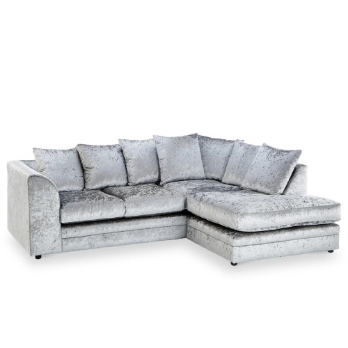 Snugg Furniture (Right Hand Corner, Silver) Aurora Crushed Velvet Corner Sofa