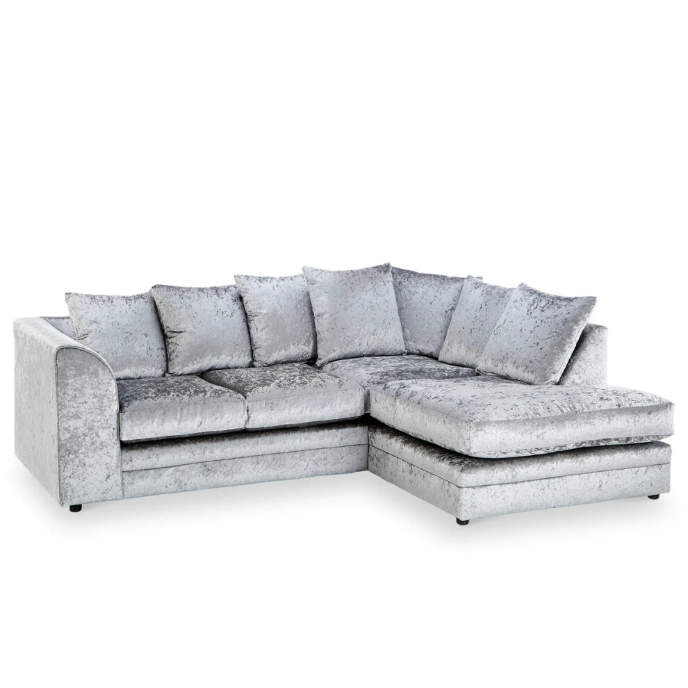 Snugg Furniture (Right Hand Corner, ) Aurora Crushed Velvet Corner Sofa Silver
