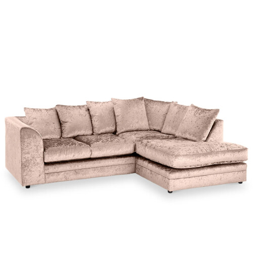 Snugg Furniture (Right Hand Corner, Champaign) Aurora Crushed Velvet Corner Sofa