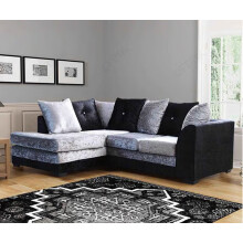 (Left Hand Corner, Black Silver) Aurora Crushed Velvet Corner Sofa