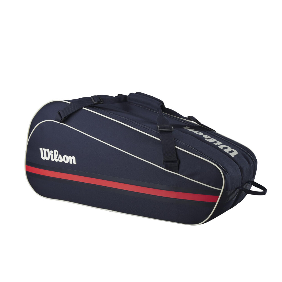 New Wilson 2025 Team Tennis Racket Bag - Navy/ Holds Up To 6 Rackets Red Wr8039901001