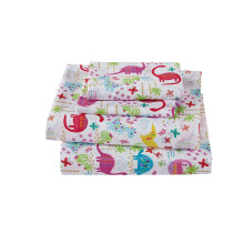 Linen Plus Sheet Set for Girls Dinosaur Pink White Red Purple Yellow Dinosaurs Jurassic Flat Sheet Fitted Sheet and Pillow Case Twin Size New