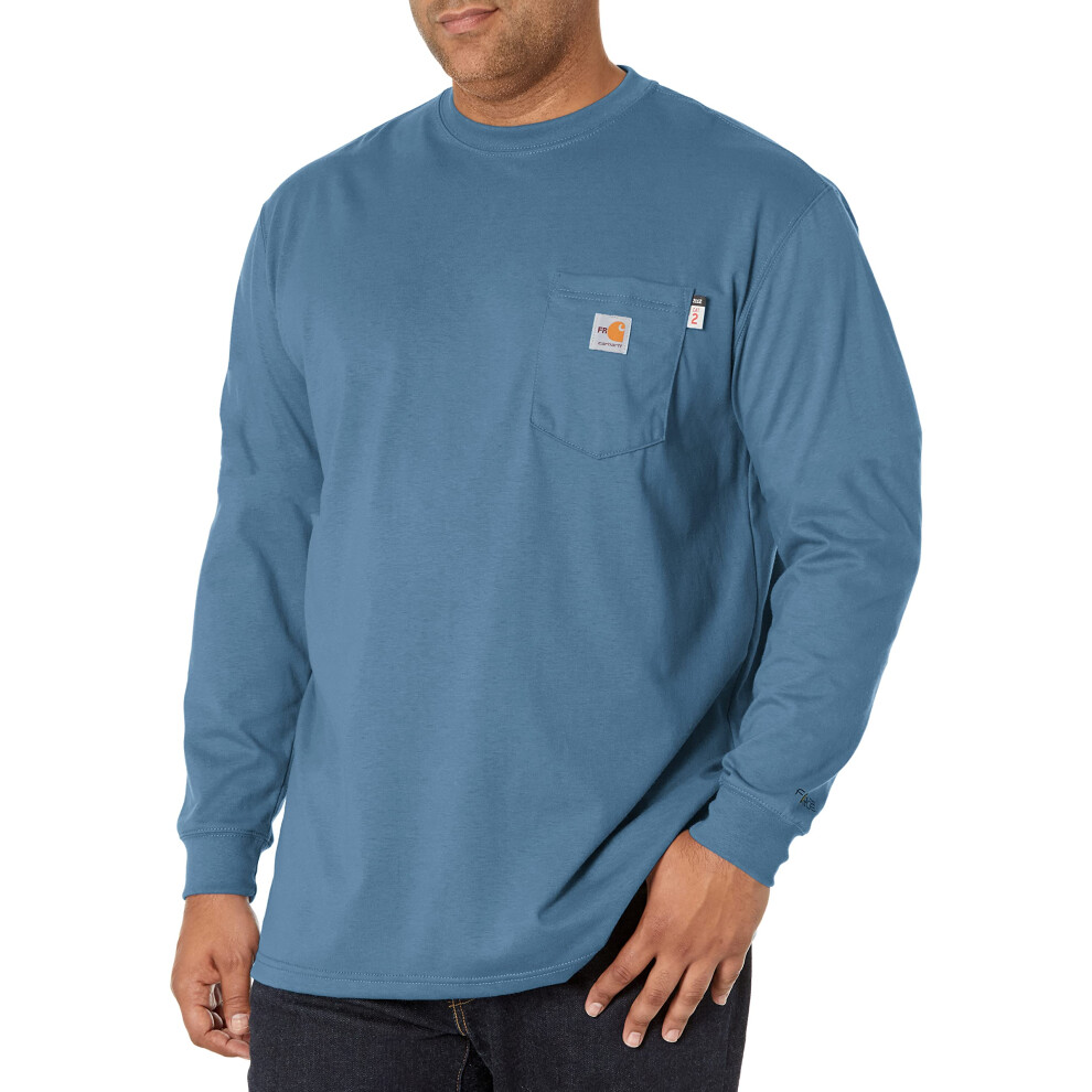 Carhartt mens Flame Resistant Force Cotton Long Sleeve T-shirt (Big & Tall) fashion t shirts  Medium Blue  4X-Large US