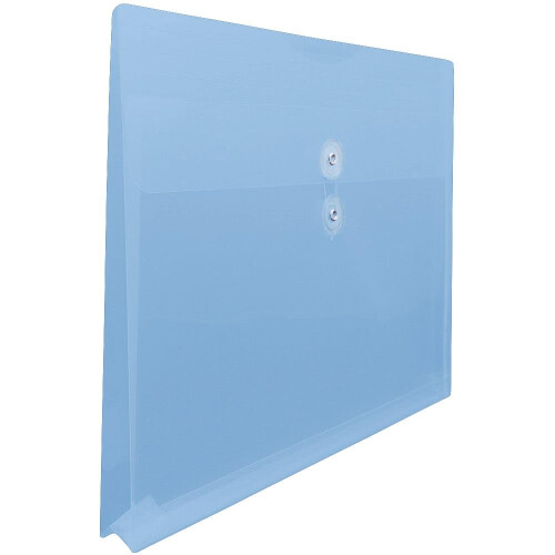 JAM PAPER Plastic Envelopes with Button & String Tie Closure - Large Booklet - 12 x 18 - Blue - 3/Pack 1