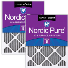 Filtres    air pour fournaise Nordic Pure 14 x 14 x 1 (13 3/4 x 13 3/4 x 3/4) MERV 8 pliss  s plus charbon, paquet de 2