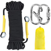 NTR Orange/Black/Blue Climbing Rope 10M(32ft) 20M(64ft) 30M(96ft) 50M(160ft)  8MM Static Rock Climbing Rope with 2 Steel Hooks  Rappelling Rope for Ou