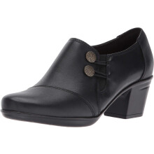 Clarks Women's Emslie Warren Slip-on Loafer Black Leather 6.5 M US
