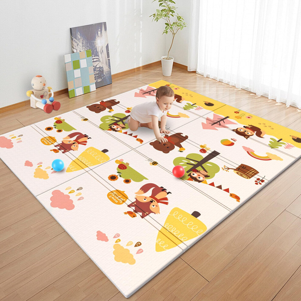 Tapis de jeu pliable pour b  b   50 x 50 pouces, imperm  able, double face, antid  rapant, pour parc, int  rieur et ext  rieur