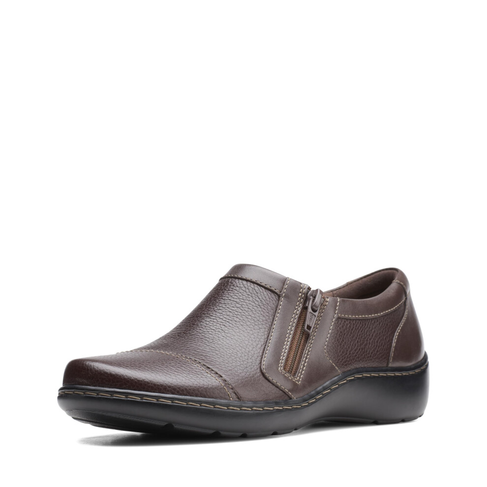 Clarks womens Cora Giny Loafer Flat  Dark Brown Tumbled/Smooth Lea  8.5 X-Wide US