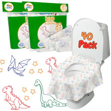 Dinosaur Disposable Toilet Seat Covers for Travel 40 pack Extra Large Waterproof and Individually Wrapped Toddler Toilet Seat Cover Disposable Po