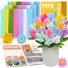 IOOLEEM Pijpreinigers 480 stuks Veelkleurige bloemenmaakset Kunst- en knutselbenodigdheden Pijpreinigers Kit Pijpreinigers voor bloemen Knutselbenodi