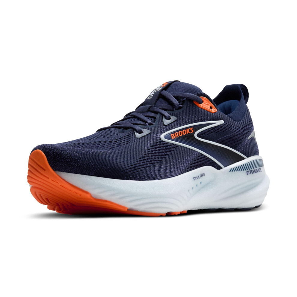 Brooks Mens Glycerin GTS 22 Supportive Running Shoe - Peacoat/Blue Ribbon/Orange - 11 Medium