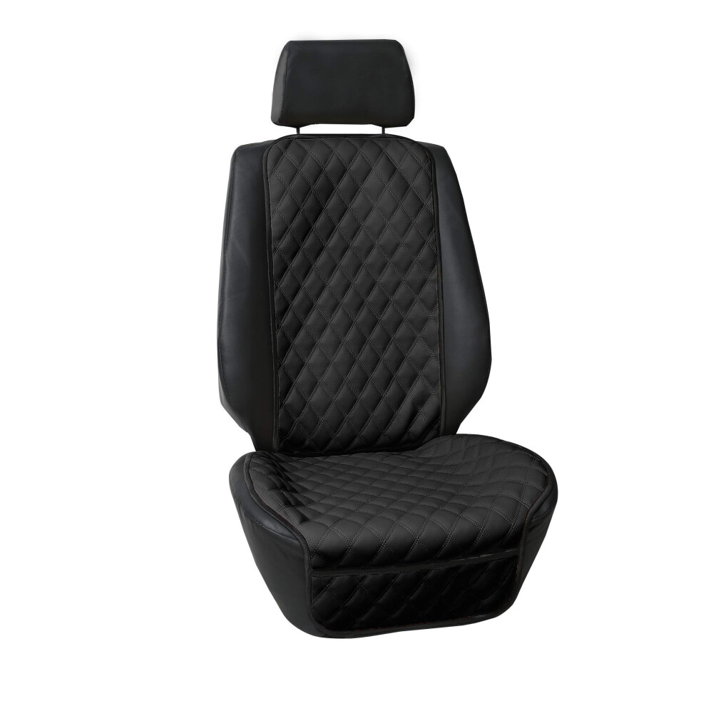 Fh Group Car Seat Cushion Faux Leather Automotive Seat Cushions - Universal Fit Car Seat Cushion With Front Pockets Airbag Compatible Car Seat Cushi 842319134683