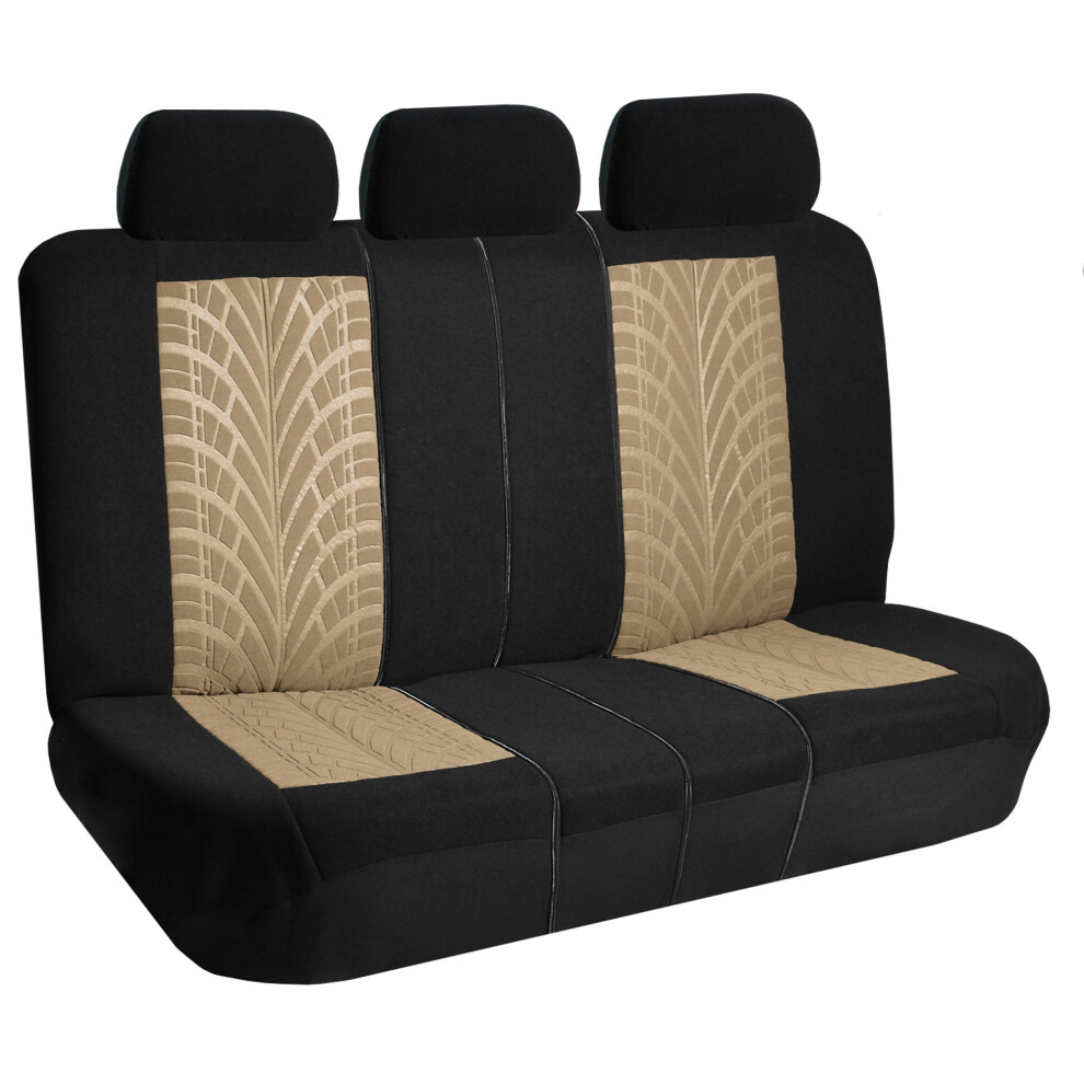 Fh Group Car Seat Covers Rear Set Premium Cloth - Universal Fit Split Bench Rear Seat Washable For Suv Sedan Beige 842319167513