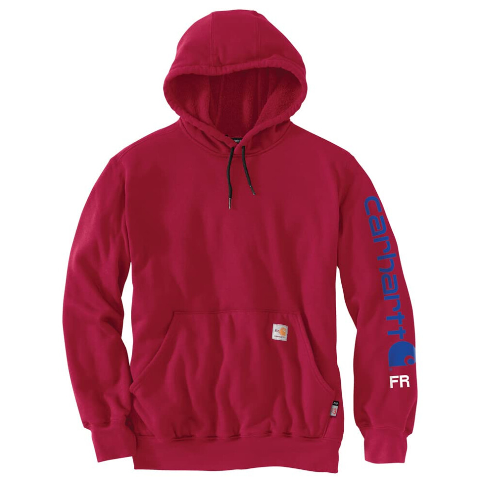 Carhartt Men's Big & Tall Flame Resistant Force Loose Fit Midweight Logo Sleeve Graphic Sweatshirt  Industry Red