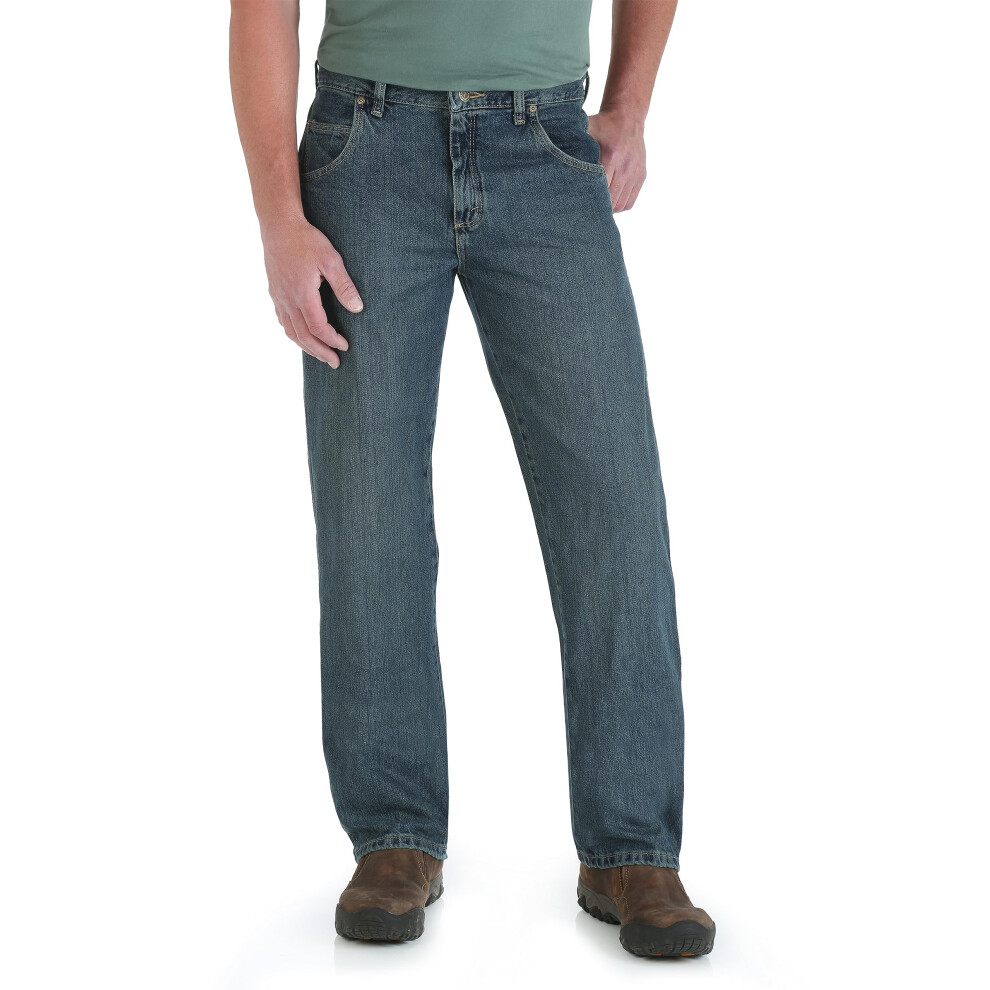 Wrangler Mens Rugged Wear Relaxed Straight Fit Jeans Mediterranean 36W X 36L Us