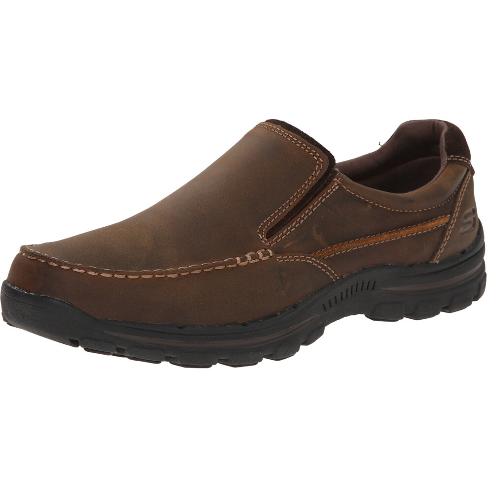 Skechers mens Braver-rayland Slip On Loafer  Dark Brown Leather  8 Wide US