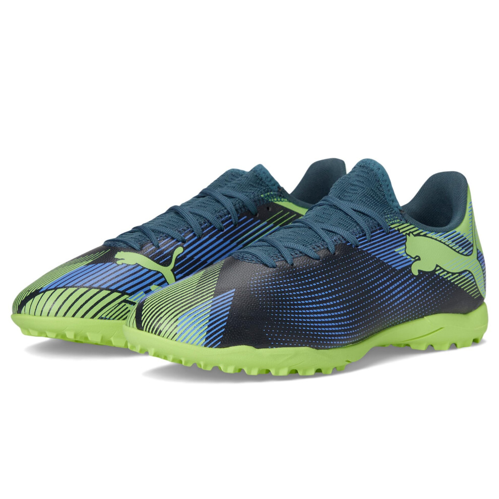PUMA Men's Future 7 Play Turf Trainer Soccer Cleats Sneaker  Gray Skies-Elektro Purple-Fizzy Apple White  8