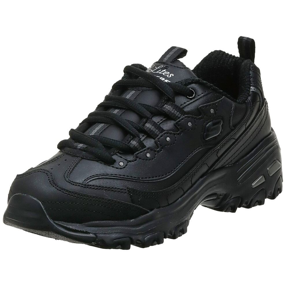 Skechers Sport Womens D'lites Fresh Start Memory Foam Lace-Up Sneaker Black 8 M Us