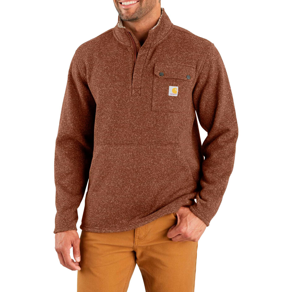 Carhartt Men's Big & Tall Relaxed Fit Midweight Quarter-Zip Pocket Sweater Fleece  Mocha