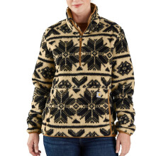 Carhartt Women's Loose Fit Fleece Pullover, Oat Milk/Black Fairisle, Large