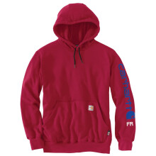 Carhartt Men's Flame Resistant Force Loose Fit Midweight Logo Sleeve Graphic Sweatshirt, Industry Red, XX-Large