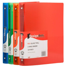 Jampapier plastic 0,75 inch bindmiddelen - diverse 3 ringbindmiddelen (roodblauw groen en oranje) - 4/pack