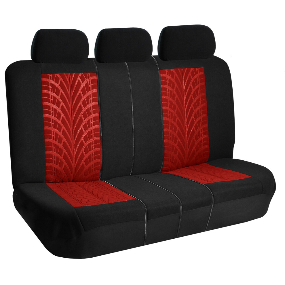 Fh Group Car Seat Covers Rear Set Premium Cloth - Universal Fit Split Bench Rear Seat Washable For Suv Sedan Red 842319167100