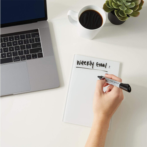 Quartet Glass Desktop Notepad 9 """" X 6 """" Whiteboard Dry Erase Surface Marble/White 2 Pack (GDP96) 1