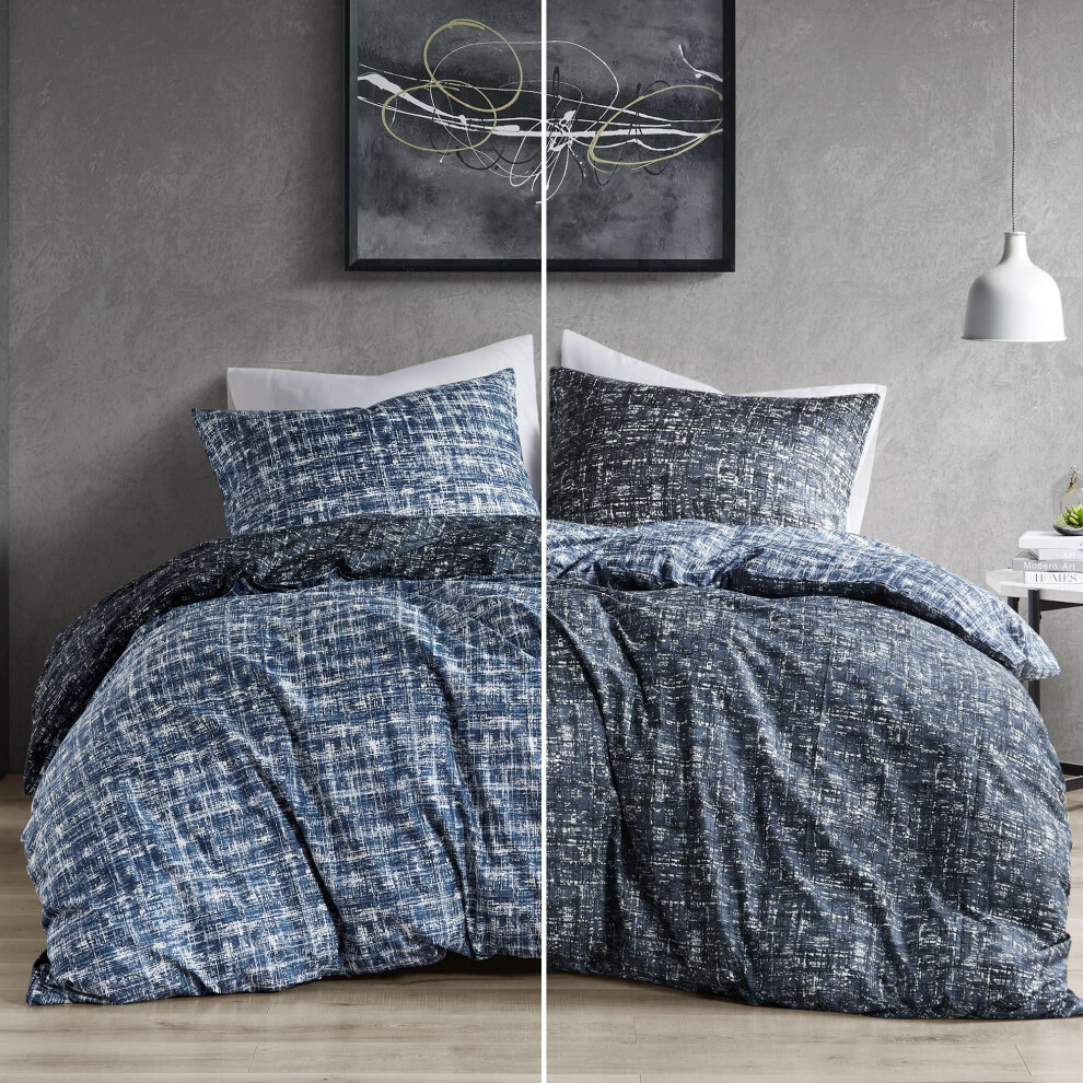 Parure de lit double Comfort Spaces - Literie de dortoir bleue pour toutes les saisons Housse de couette r   versible ultra douce 2 pi   ces avec 1 t