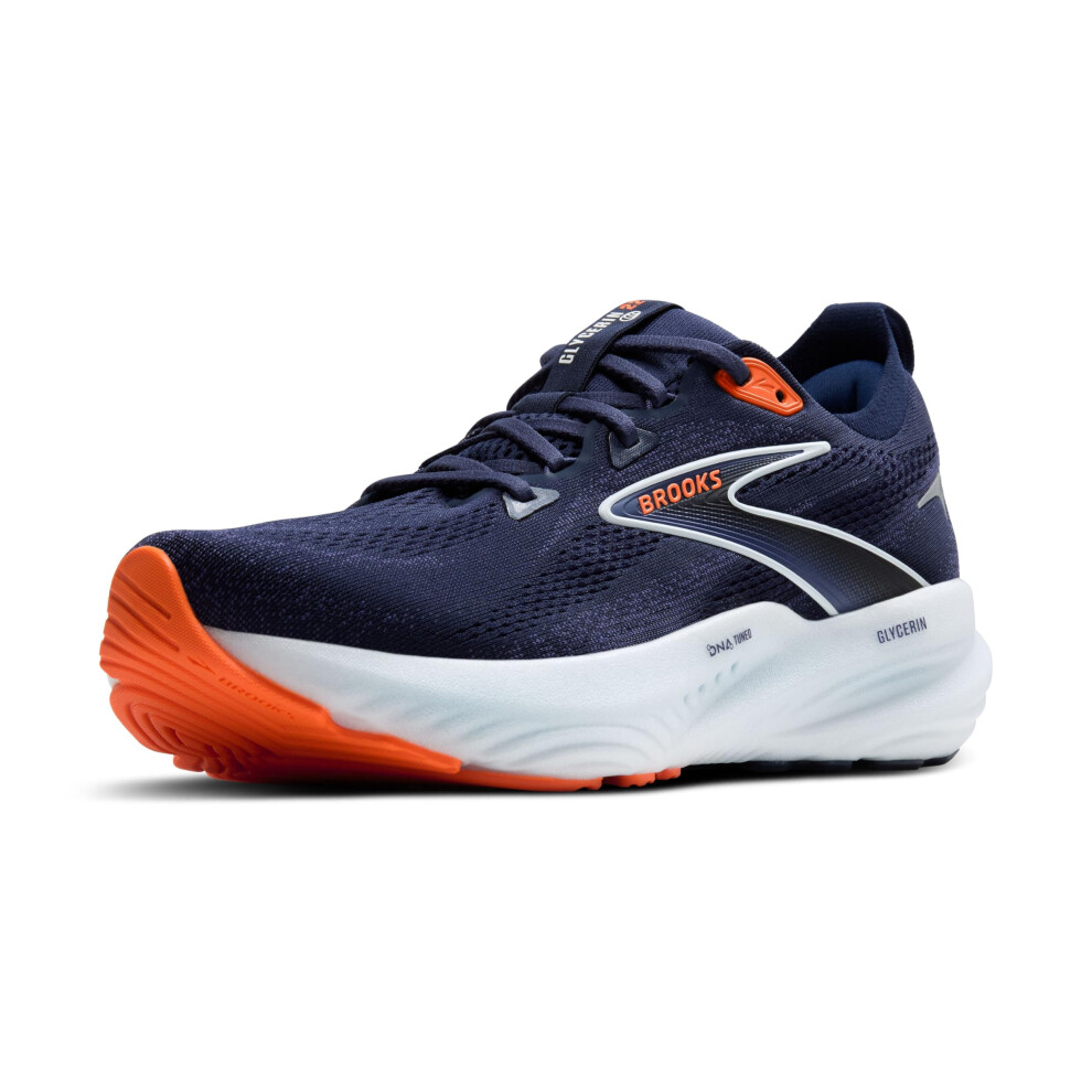 Brooks Mens Glycerin 22 Neutral Running Shoe - Peacoat/Blue Ribbon/Orange - 11.5 Medium