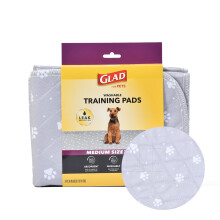 GLAD for Pets waschbare Trainingsunterlagen mittlerer Gre (24 x 36), 2er-Pack, grau mit Pfotenabdrcken | Wiederverwendbare Hundetrainingsunterlage