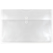 JAM PAPPER Plastkuvert med knppnings- och snrstngning - Stort hfte - 12 x 18 - Klart - 12/pack